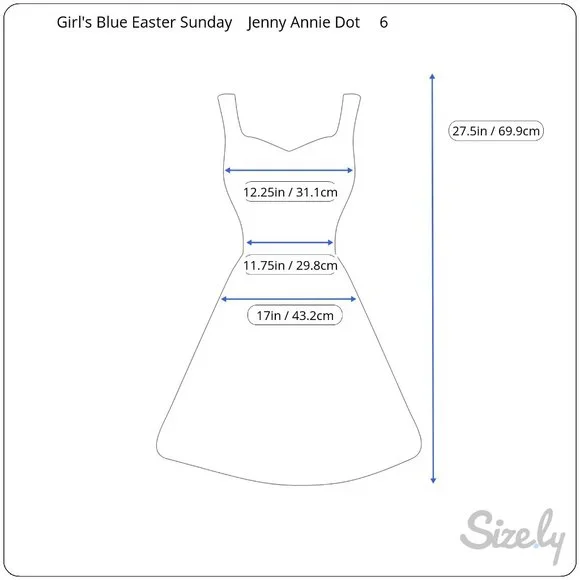 Girls Blue Easter Sunday Spring Dress - Picture 7 of 7